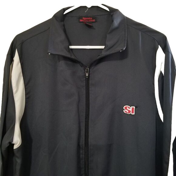 Sports Illustrated Jacket XL Full Zip Windbreaker 100% Polyester Blue White - Picture 3 of 3